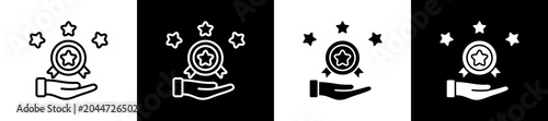 Photos Experience Icon In Outline And Glyph Styles With Black And White Variations