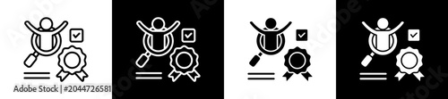 Fotografie Qualification Icon In Outline And Glyph Styles With Black And White Variations