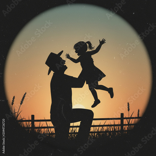 stylish minimalist vector illustration with a fine-line aesthetic. A simple line drawing of a father (bearded, casual shirt) holding a baby in a wrap carrier.