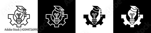 Photos Mastery Icon In Outline And Glyph Styles With Black And White Variations
