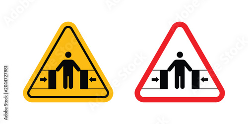 Foto Risk of crushing warning sign editable stroke Line pack