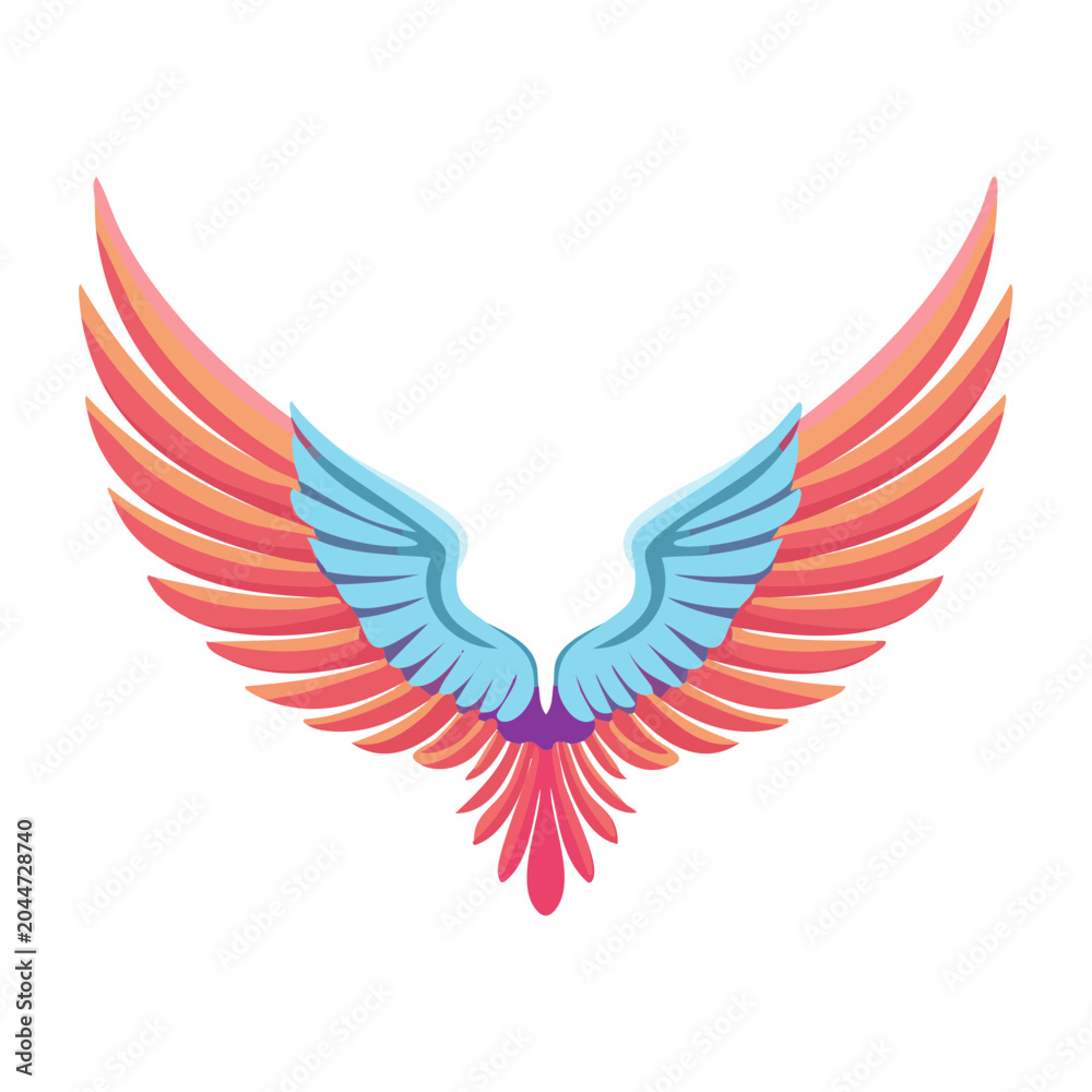 Fototapeta premium Colorful stylized wings illustration