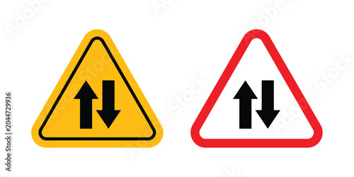 Tableau sur toile Two way traffic sign editable stroke Line pack. Clipart icon set