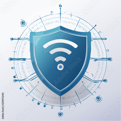 Secure Wireless Network Protection Shield Representing Cyber Security and Data Encryption Technology