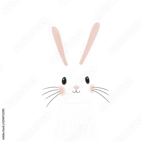 White Bunny Cartoon Illustration Isolated  on Transparent Background