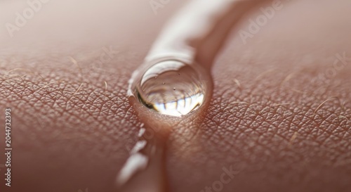 Macro Shot of a Water Droplet on Textured Fabric Surface.