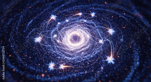 Stunning Spiral Galaxy with Bright Stars and Cosmic Energy.