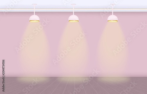 Isolated ceiling lighting for a restaurant, cafe, store, hall, or dining room on a powder pink background. Vector illustration.