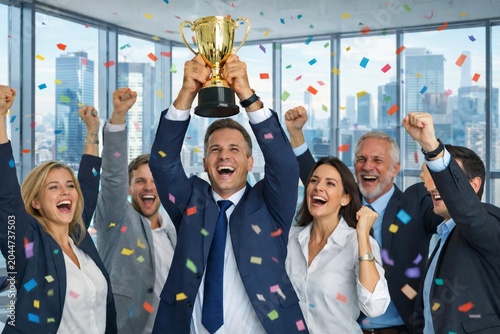 Business, success, teamwork and celebration