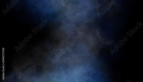 Slika na platnu Clouds and blue smoke flowing vertically against a dark black background; an abstract background for design work
