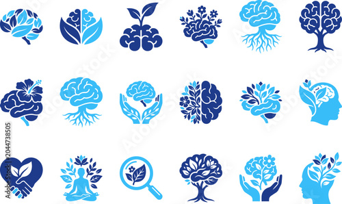 Brain with plant growing from it symbolizing knowledge growth and nature brain growth nature.