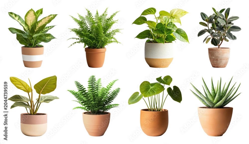 Fototapeta premium PNG Vibrant potted plants collection on transparent background