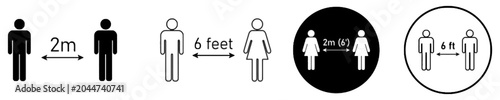 Social distancing icons and graphics