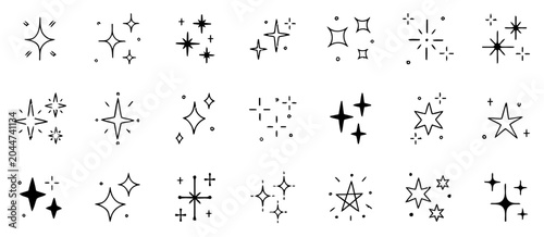 Sparkle icons collection, starbursts and glitter accents
