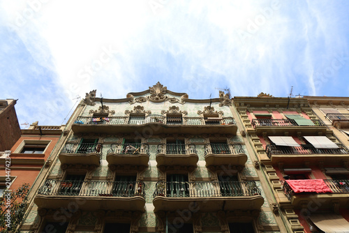 Picturesque Mediterranean street in Barcelona, Spain.