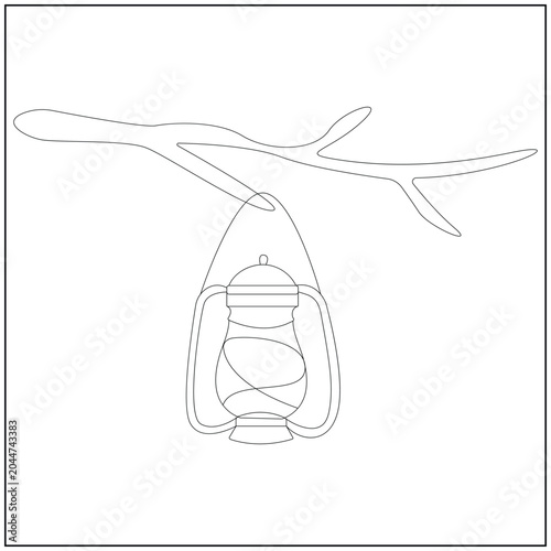 Hanging Lantern Line Art