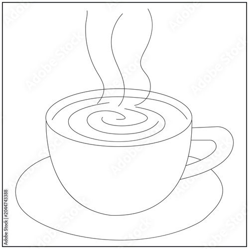 Coffee Latte Art Line Art, Minimal Latte Coffee Art