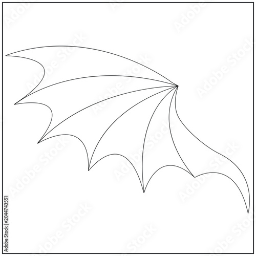 Fantasy Dragon Wing Line Art
