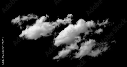 abstract white fluffy cloud isolated on a black background. design use cloud transparent in nature, blending with smoke in the sky, floating softly with a light texture
