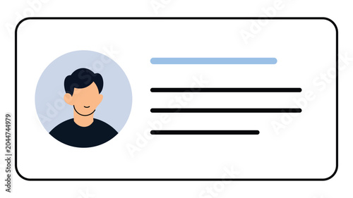 Minimalist Male Avatar ID Card, Personal Identification Concept