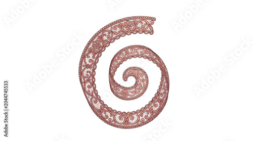 Obraz na plátně Ornate Rose Gold Spiral Lace Swirl with Floral Pattern