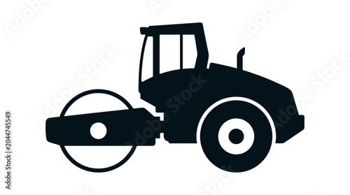 Silhouette of a road roller construction vehicle 3.