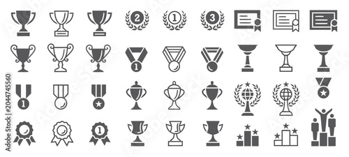 Trophy and Award Icons Collection, Victory and Achievement Symbols