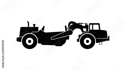 Silhouette of a Scraper Construction Vehicle.