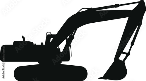 Silhouette of an excavator construction machine.