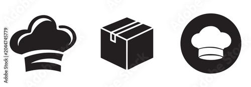 Black and white icons for food delivery