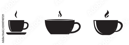 Steaming Coffee Cups Line Art Illustration