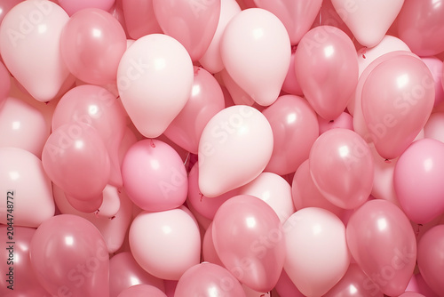 Pink Balloons Floating Against Clear Sky – Celebration Background