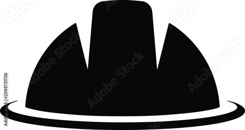 Tableau sur toile Silhouette vector construction worker safety helmet icon black isolated design