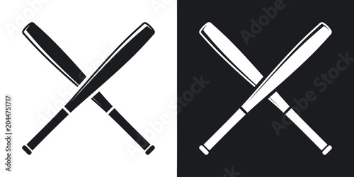 Baseball Bats Crossed Icon, Sport Symbol