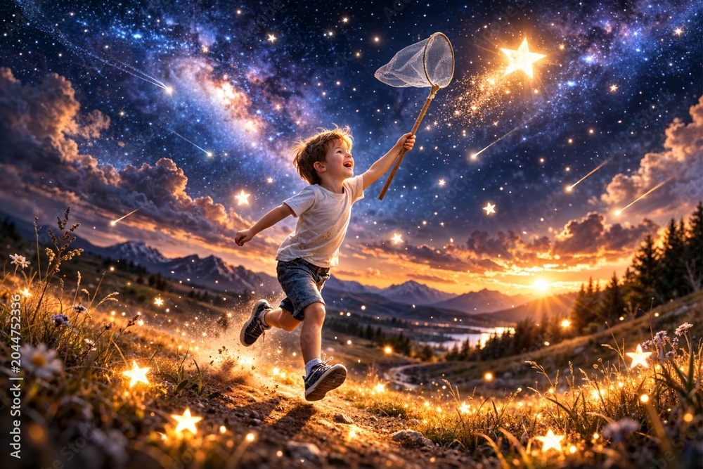 Fototapeta premium Dream, childhood, inspiration and motivation