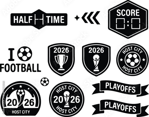 Canvas Print 2026 Soccer Tournament Black Badge and Emblem Vector Asset Bundle