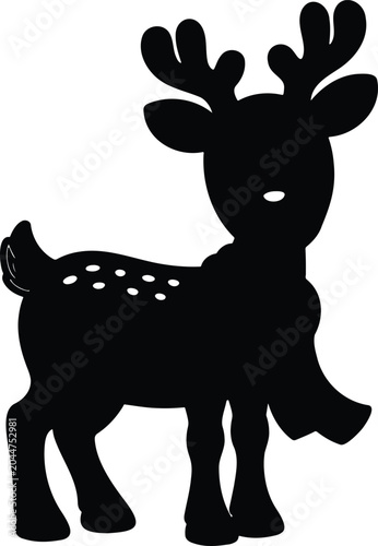 Reindeer Silhouette Vector, Christmas Deer Icon, Festive Holiday Animal Design, Holiday Reindeer Character, Winter Deer Silhouette, Seasonal Vector Illustration.