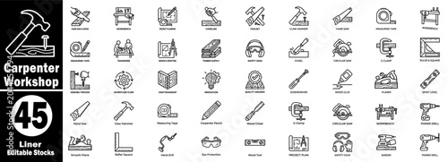 Canvastavla Carpenter workshop linear icons set