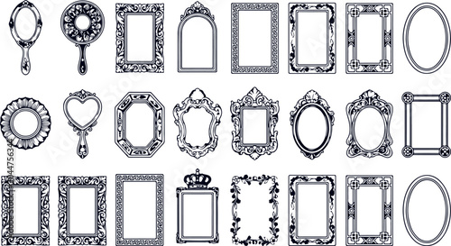 Foto Vintage ornate frames mirrors ornate hand mirrors decorative antique borders and ornate rococo photo frames