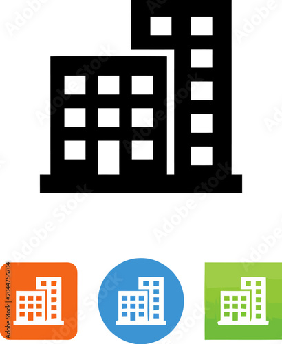 Cityscape Icons with Varying Backgrounds