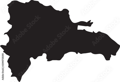 Dominican Republic map silhouette simple black vector shape for travel and geography concepts isolated on white background