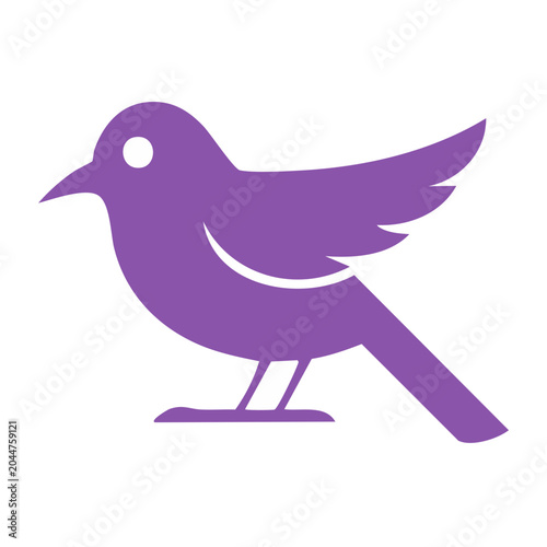 Purple bird icon on transparent background