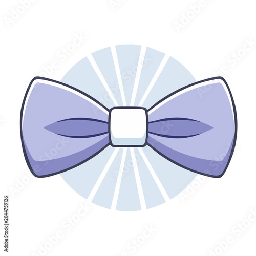 Purple bow tie icon with sunburst background