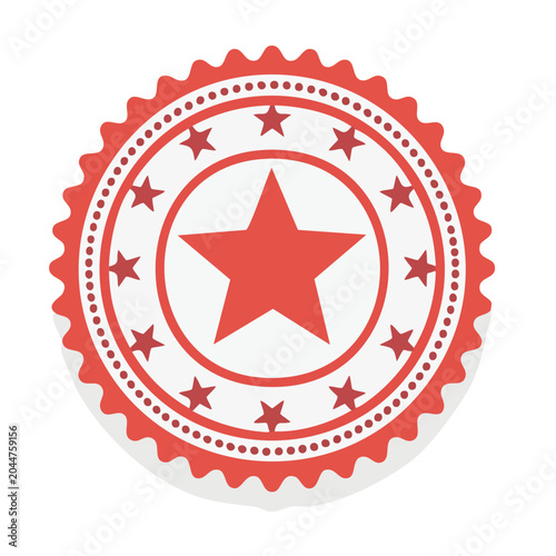 Red star seal with decorative border
