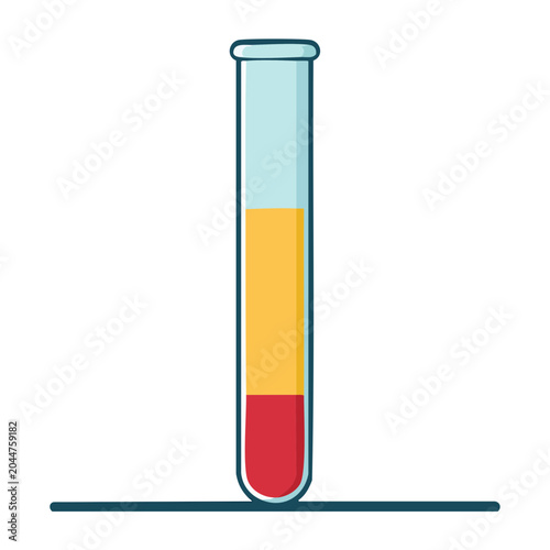 Test tube with red and yellow liquid layers
