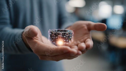 Close Up of Hands Holding Innovative Prototype Gadget in Progress