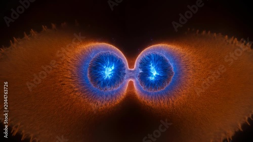 3D Cell Division Animation Glowing Orange Cells Scientific Visualization Medical Stock Footage