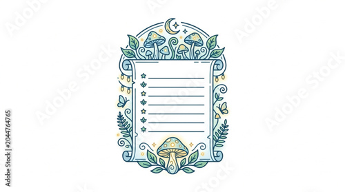 Mystical Mushroom Bordered To Do List with Celestial Elements.