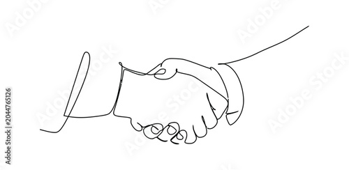 Handshake illustration, partnership concept, minimalist line art
