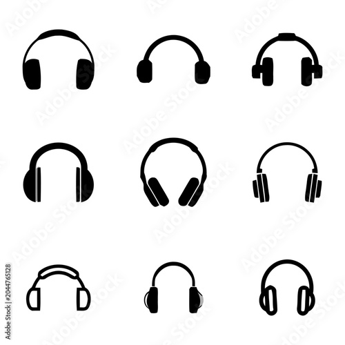 Headphone Icons Collection, Various Designs, Audio Symbol